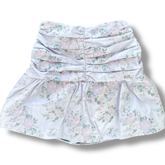 Selkie XS Lavender Pink Floral Ruched Mini Skirt - Picture 3 of 4